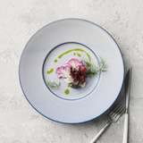 薫雲 ワイドリムプレート 24cm(ブルー)