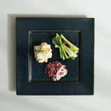 青藍 正角皿24cm