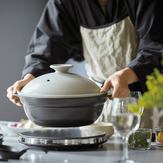 KARL(カール)IH軽量土鍋9号【蒸し皿付】グレー