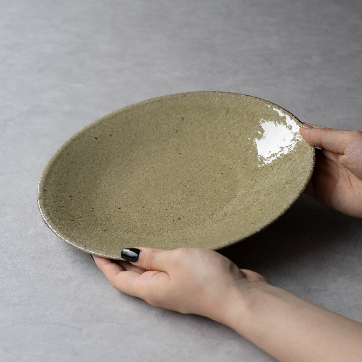 【NEW】木景（kokage）クーププレート 26.5cm(黄貫入)